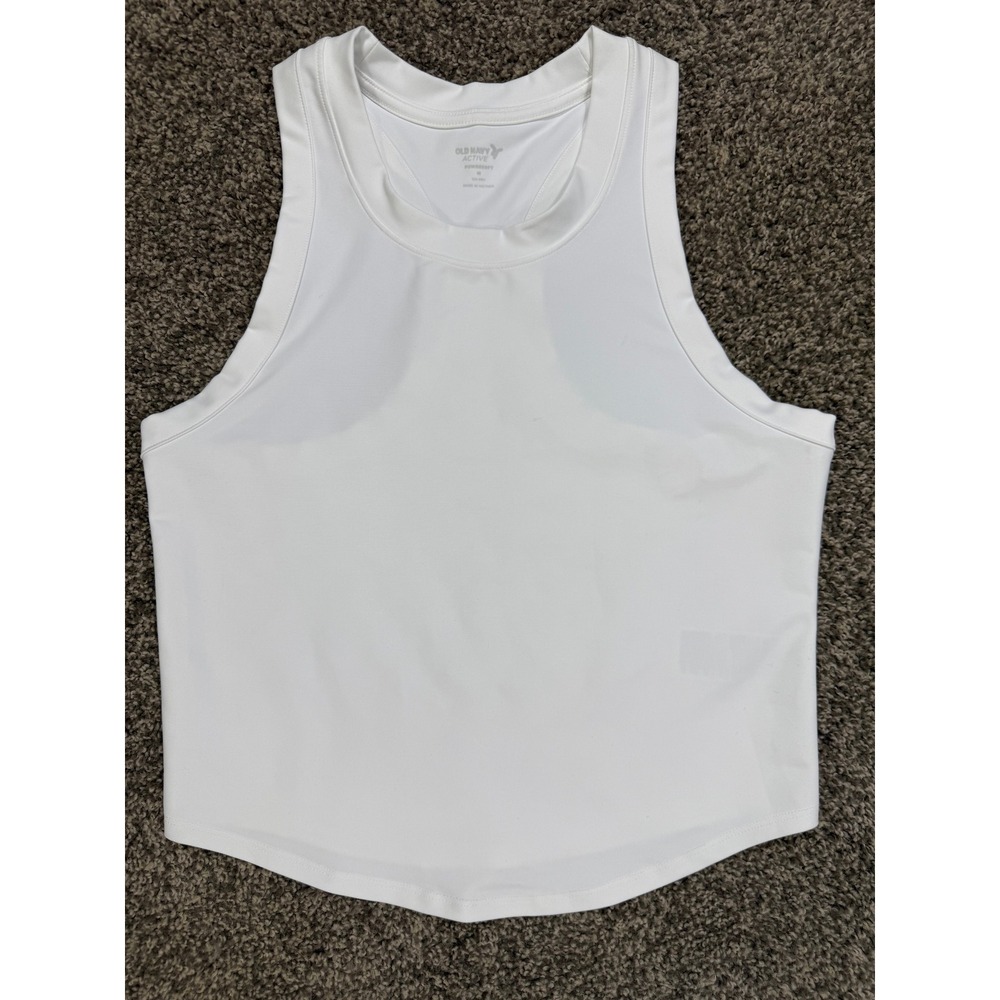 NWT Old Navy Powersoft Active Tank Top Women Size M White Racerback Go-Dry Yoga